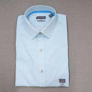 NWT Van Heusen Shirt Vivid Extra Slim Stretch Medium Blue White Classic Preppy